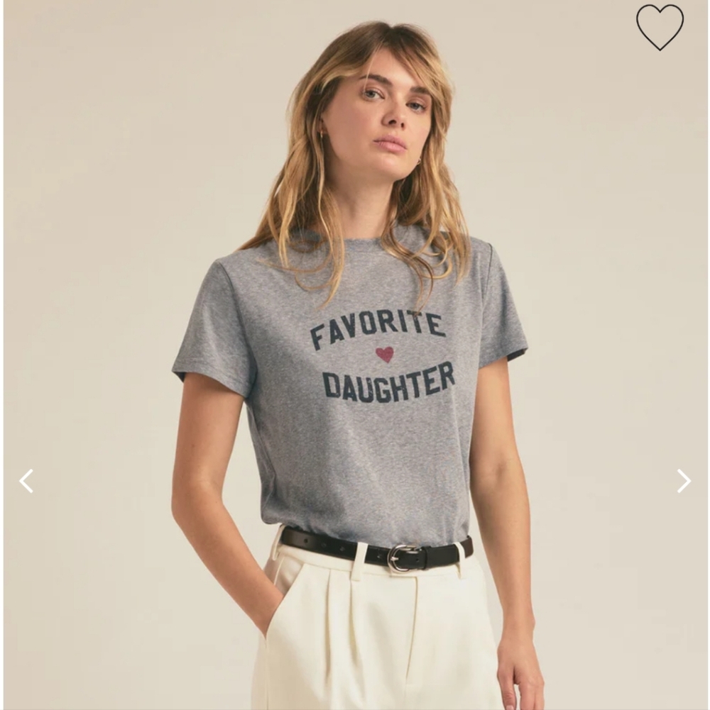 Favorite Daughter Gray 'Favorite Daughter' Short Sleeve Tee with Pink Heart - Picture 2 of 8